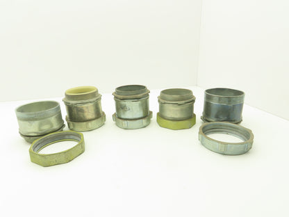 3-1/2" EMT Conduent Compression Connector Assorted 2 Insulated Throat Lot of 5