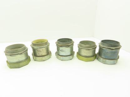 3-1/2" EMT Conduent Compression Connector Assorted 2 Insulated Throat Lot of 5