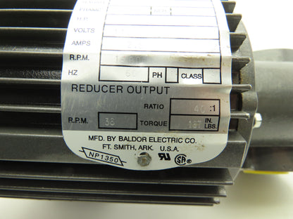 Baldor Axmann CAP 30MFD 40:1 Gearmotor 38rpm .25Hp 115V 1PH 20mm Hollow Shaft