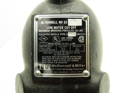 ITT McDonnell & Miller 63M Low Water Cut-Off Float Switch Valve 1"NPT 115/230V