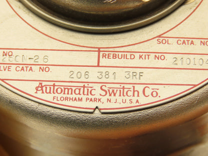 Asco 206 381 3RF Bronze Solenoid Valve Air or Inert Gas 2-Way 1/4" NPT 125VDC