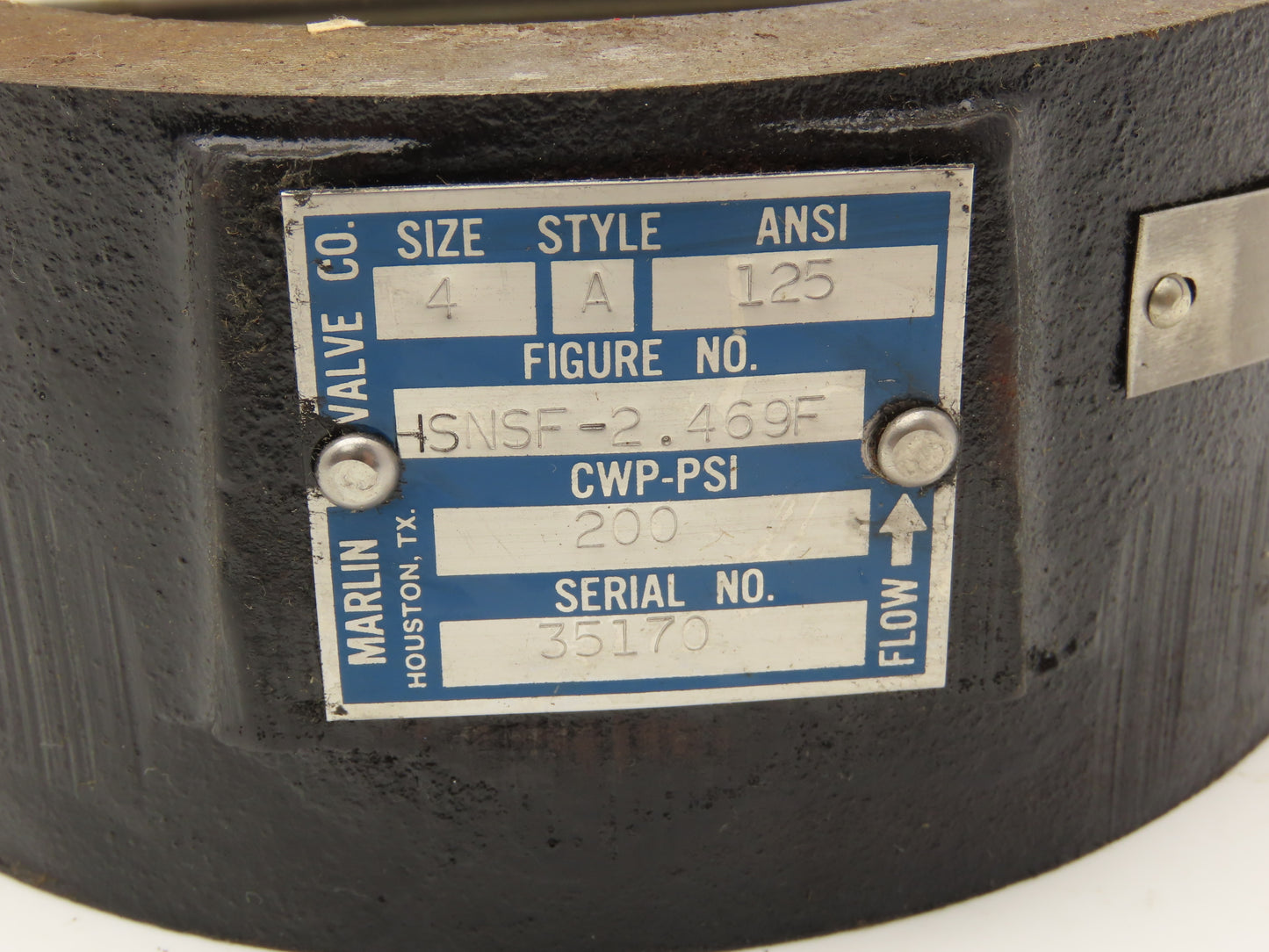 Marlin Valve HSNSF-2.469F Wafer Check Valve Size 4 Dual Disc Spring Loaded