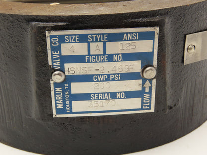 Marlin Valve HSNSF-2.469F Wafer Check Valve Size 4 Dual Disc Spring Loaded