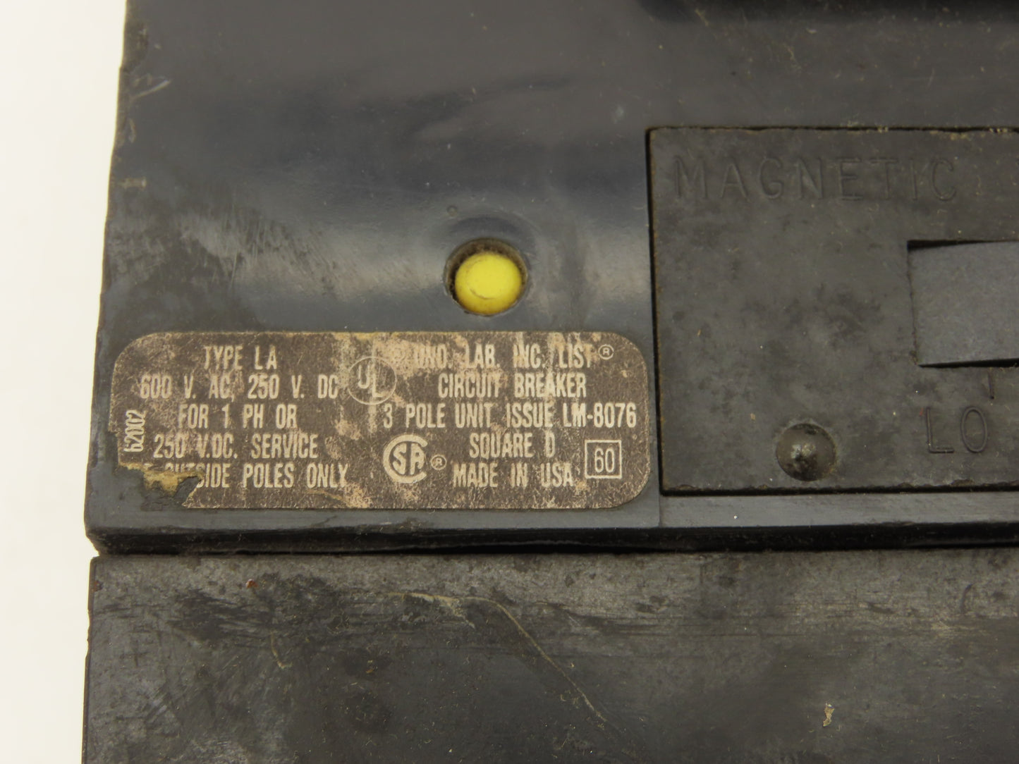 Square D LA36250 I-Line Circuit Breaker 250A 600V 3 Pole Series 3 Gray Face