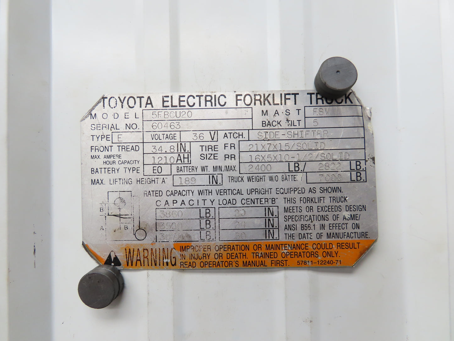 Toyota 5FBCU20 Electric Forklift Brake Pedal Master Cylinder Assembly