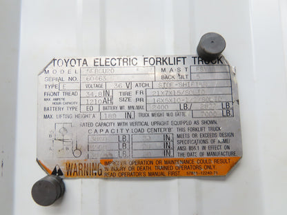 Toyota 5FBCU20 Forklift Throttle Accelerator Pedal & Potentiometer Assembly