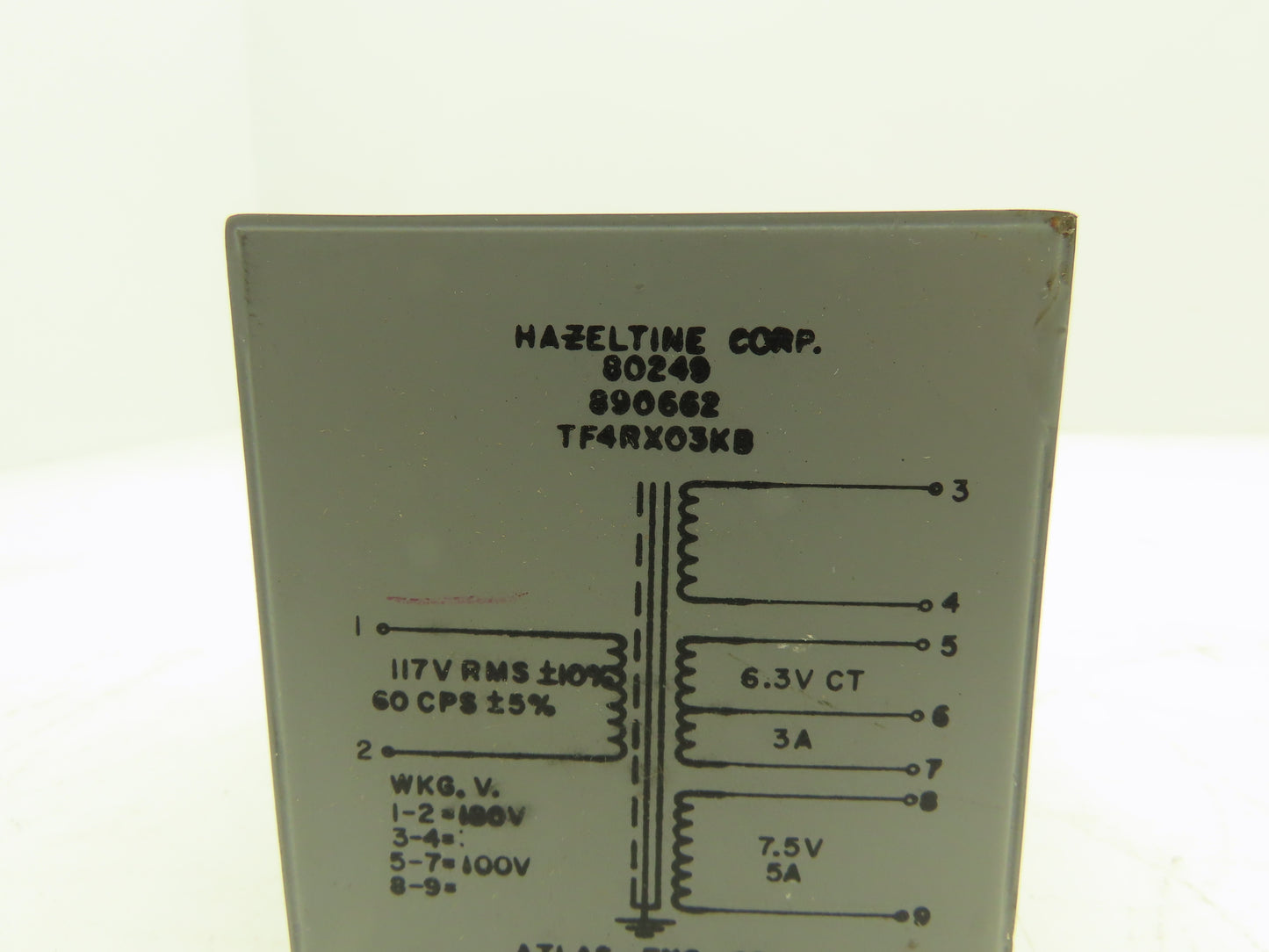 Hazeltine TF4RX03KB Power Transformer Multi-Tap 120V RMS Input 6.3V/7.5V Output