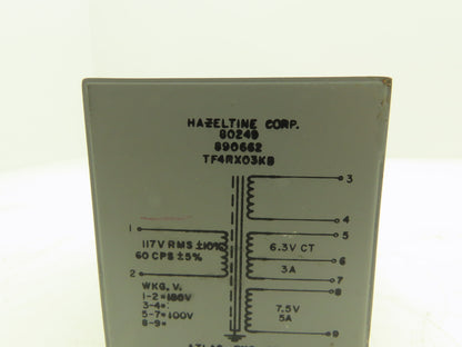 Hazeltine TF4RX03KB Power Transformer Multi-Tap 120V RMS Input 6.3V/7.5V Output