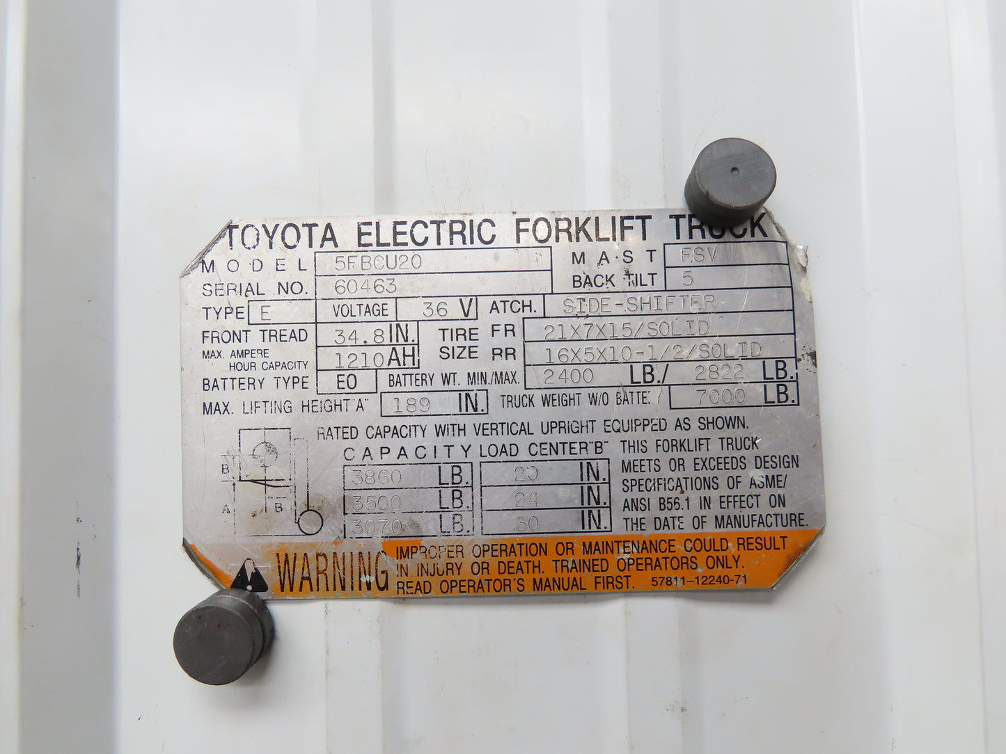 Toyota 5FBCU20 Forklift Dash Display Meter Console Assembly 57210-13300-71