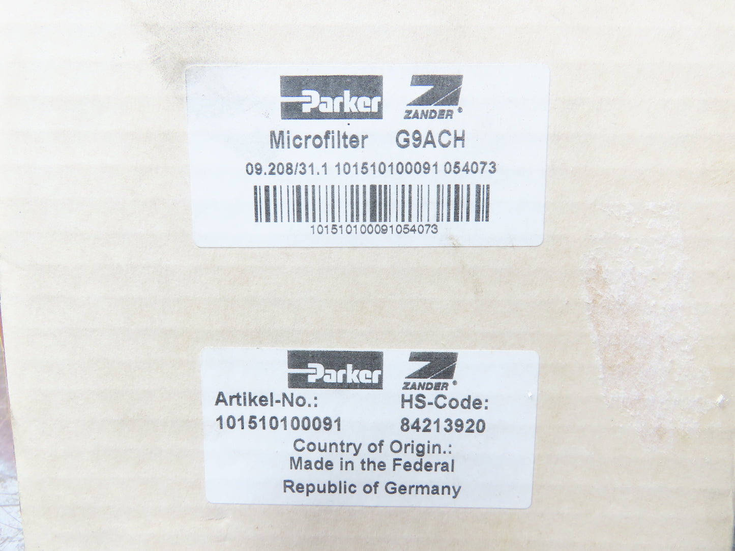 Parker Zander G9ACH 09.208/31.1 Pneumatic Air Filter 3/4" NPT 232PSI 2010A