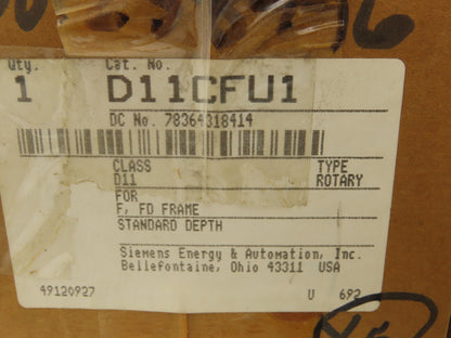 Siemens D11CFU1 Rotary Handle Operator Kit Circuit Breaker FD STD DEP