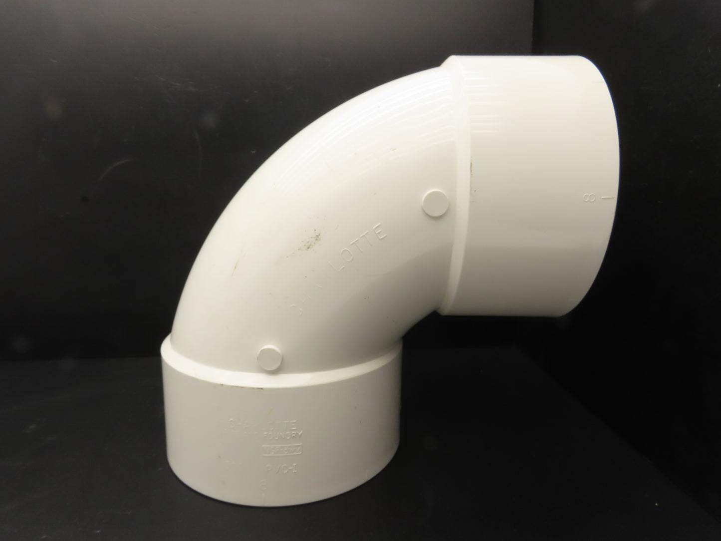 Charlotte PVC 00300 1800 8" DWV 90 Deg Elbow 1/4 Hub x Hub Schedule 40 NSF White