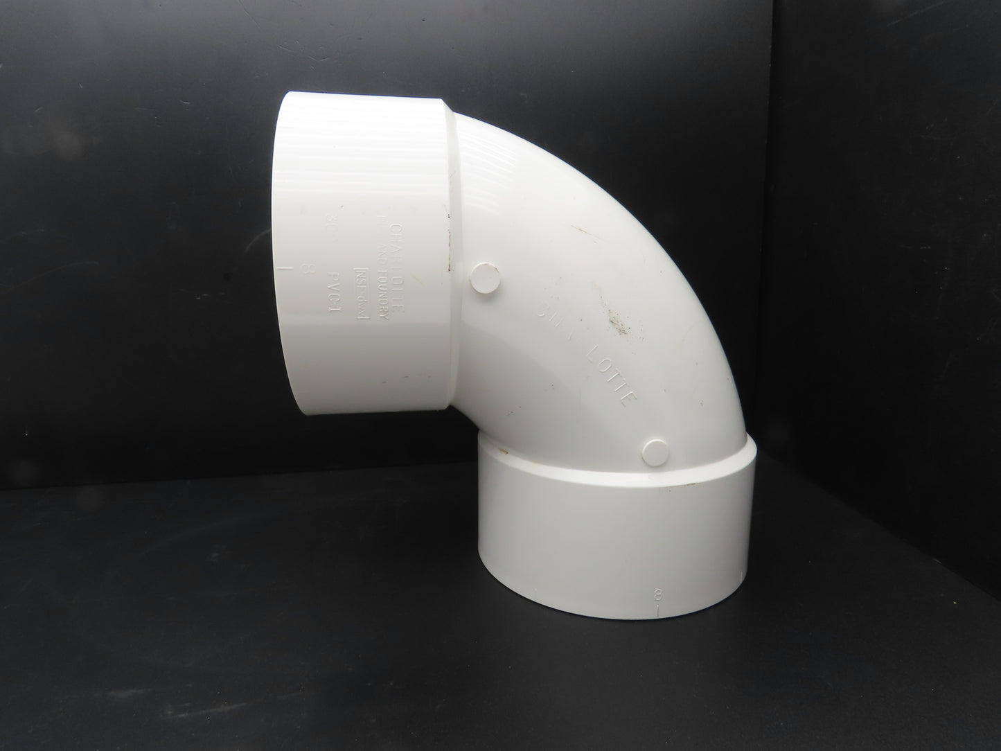 Charlotte PVC 00300 1800 8" DWV 90 Deg Elbow 1/4 Hub x Hub Schedule 40 NSF White