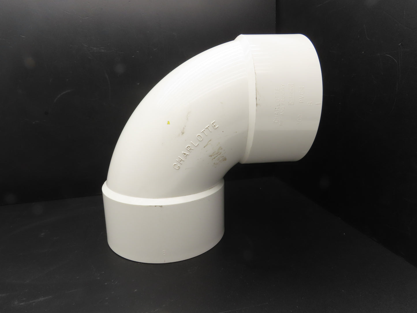 Charlotte PVC 00300 1800 8" DWV 90 Deg Elbow 1/4 Hub x Hub Schedule 40 NSF White