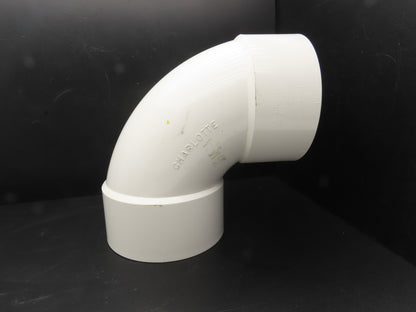 Charlotte PVC 00300 1800 8" DWV 90 Deg Elbow 1/4 Hub x Hub Schedule 40 NSF White