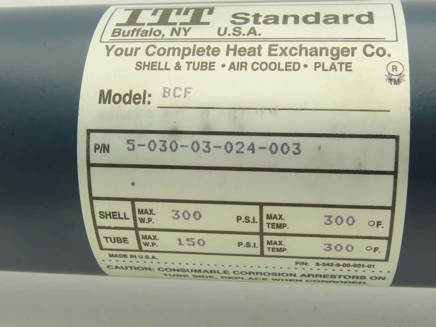 ITT Standard 5-030-03-024-003 BCF Brass Shell & Tube Heat Exchanger 2-Pass 1"NPT