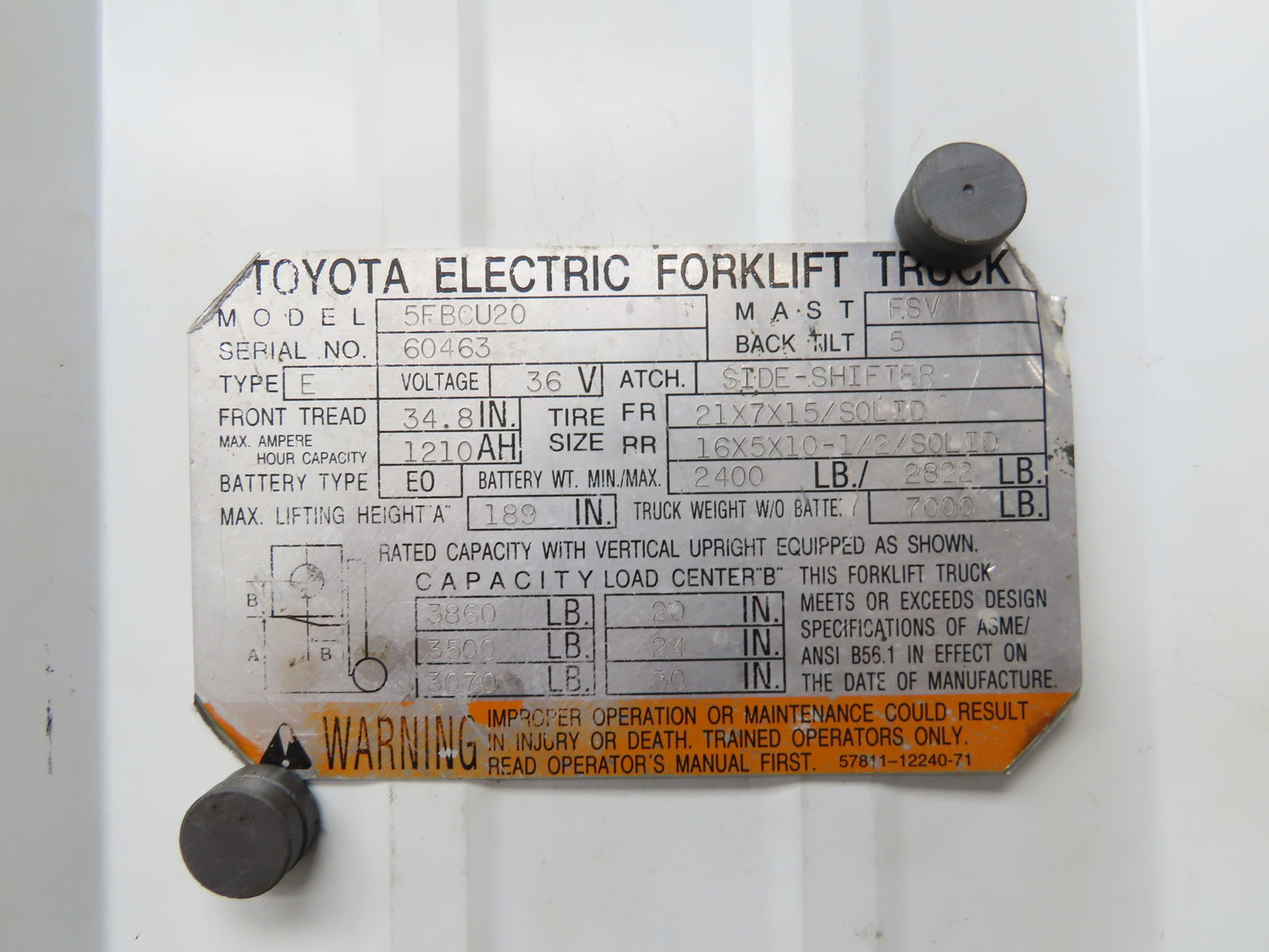 Toyota 65510-U2100-71 Hydraulic Forklift Tilt Cylinder RH From 5FBCU20 Forklift