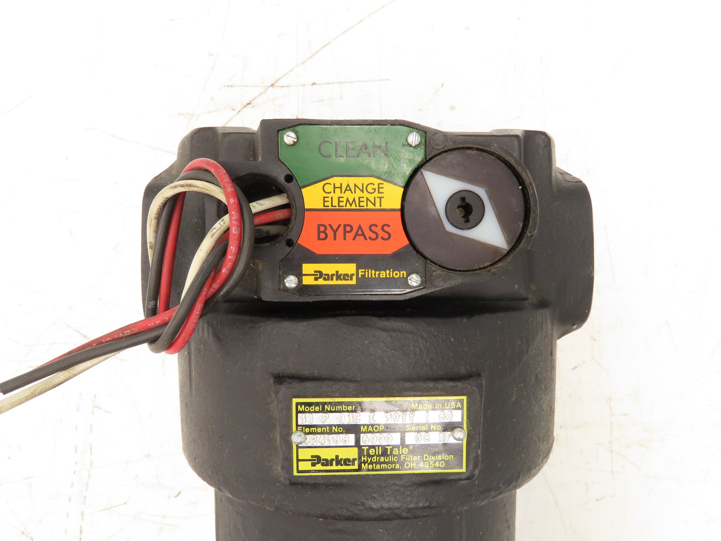 Parker 31P03CE50YY180 Tell Tale Hydraulic Filter 6000 PSI 4-Bolt SAE