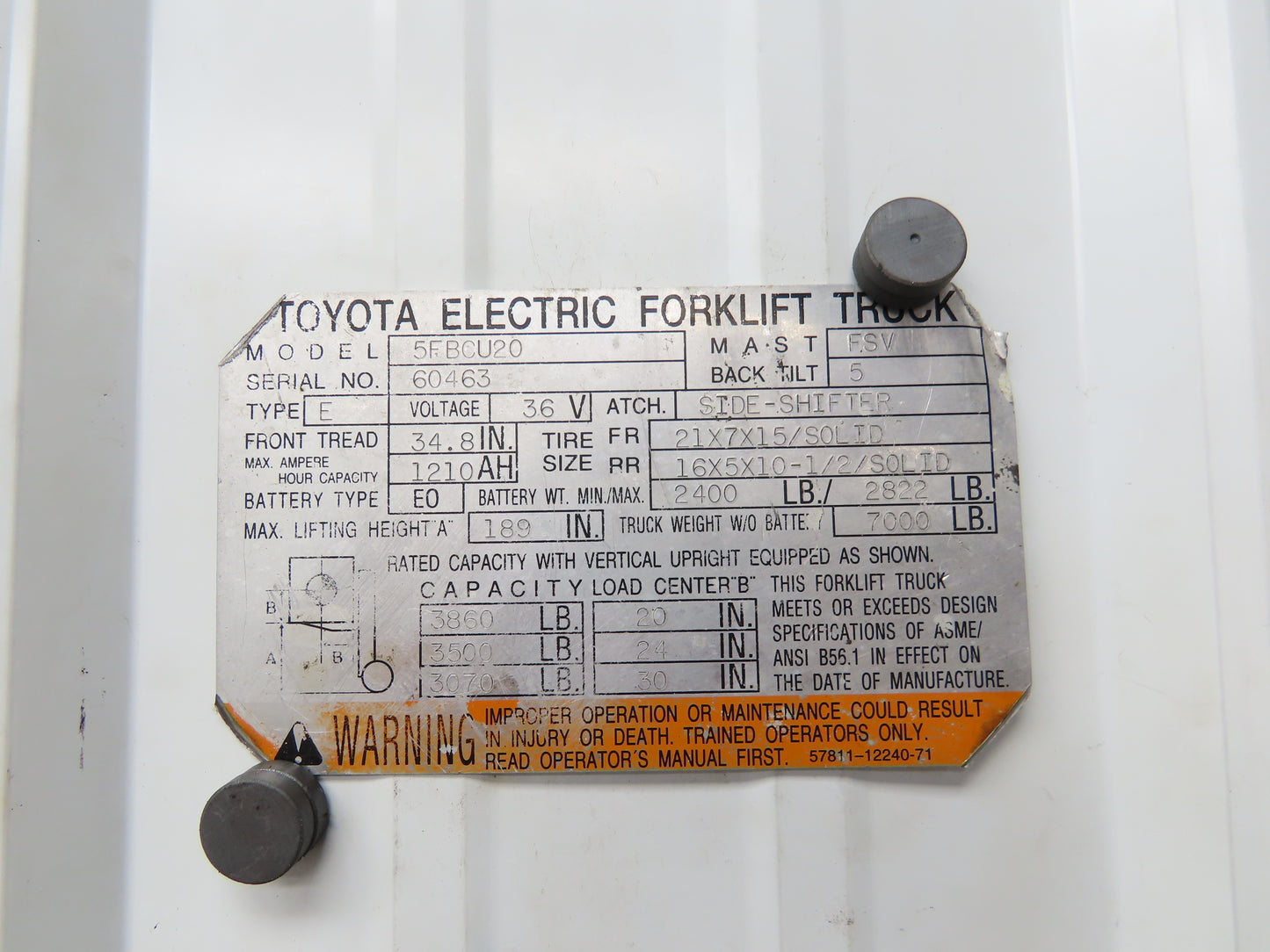Toyota 65520-U2100-71 Hydraulic Forklift Tilt Cylinder LH From 5FBCU20 Forklift