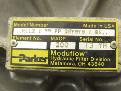 Parker MIL2 1 PP 35Y9Y9 184 Moduflow In-Line Hydraulic Filter 3/4"NPT 200psi