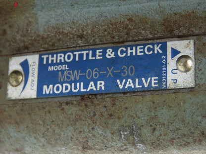 Yuken MSW-06-X-30 Hydraulic Flow Control Modular Throttle/Check Valve
