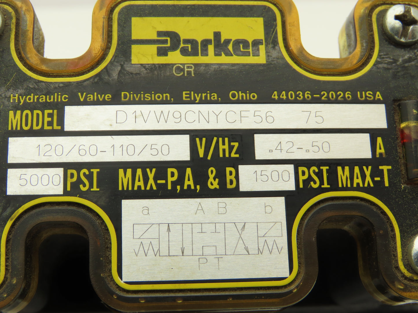 Parker D1VW9CNYCF56 Directional Solenoid Valve Tri-Pressure Relief R2P8YF56MMM