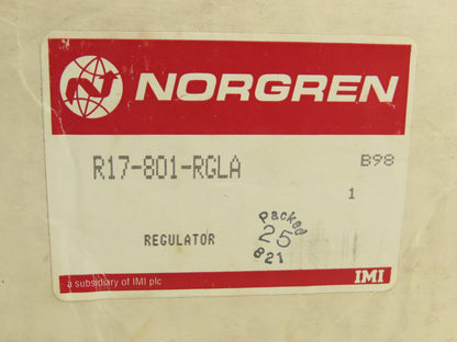 Norgren R17-801-RGLA Pneumatic Regulator w/Gauge 1" NPT 300PSI Max T-Bar Adjust
