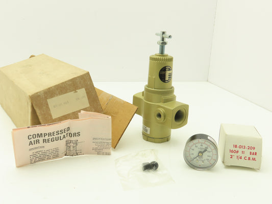 Norgren R17-601-RGLA Pneumatic Regulator W/Gauge 3/4"NPT 300PSI Max 125PSI Out