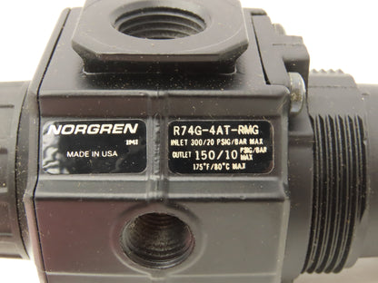 Norgren R74G-4AT-RMG Pneumatic Regulator T-Bar Adjust 300PSI 1/2"NPT W/Gauge