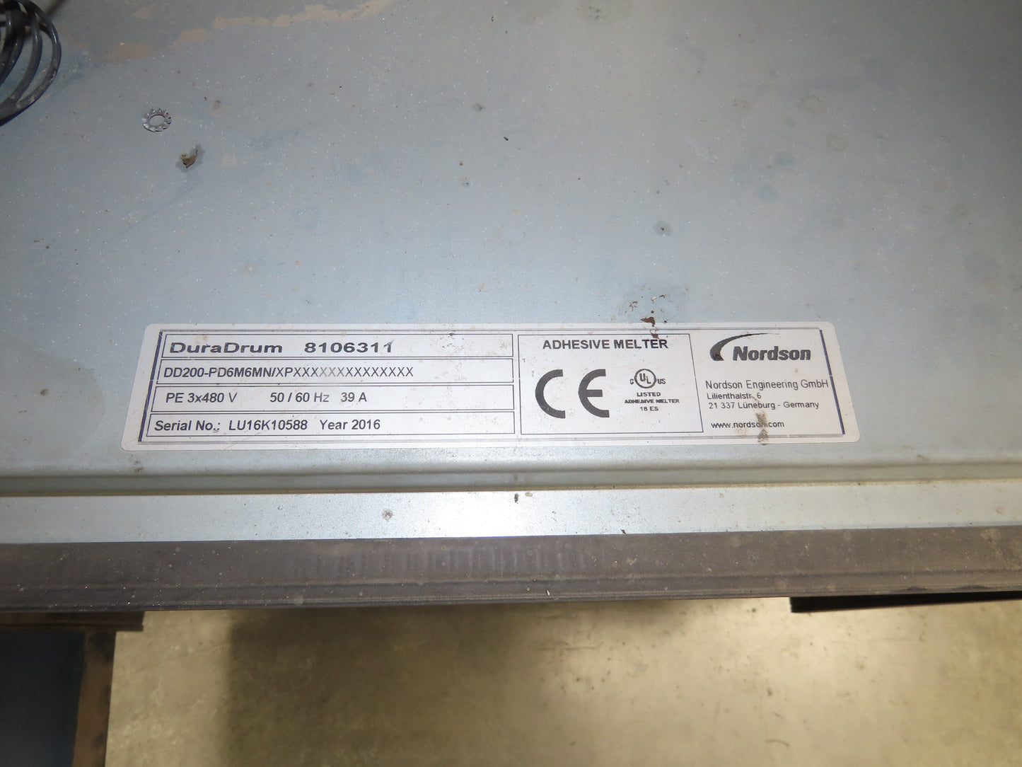 Nordson DD200 Piston Pump Bulk Melter 55 Gallon Drum Hot Melt 480V Parts Only