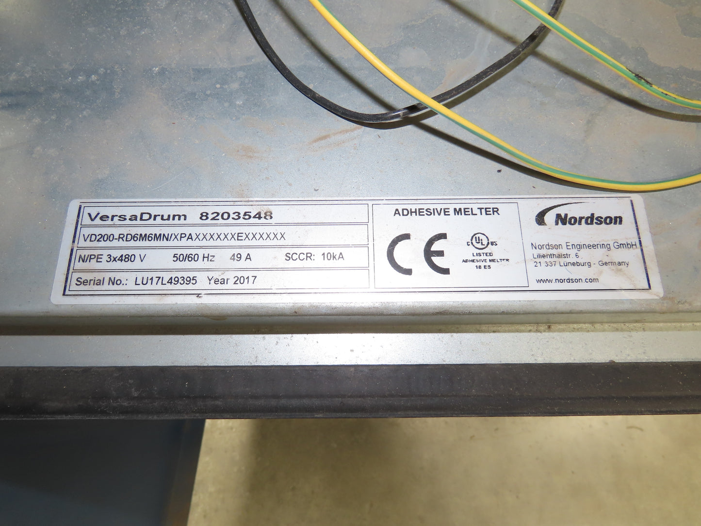 Nordson VD200 Piston Pump Bulk Melter 55 Gallon Drum Hot Melt 480V Parts Only