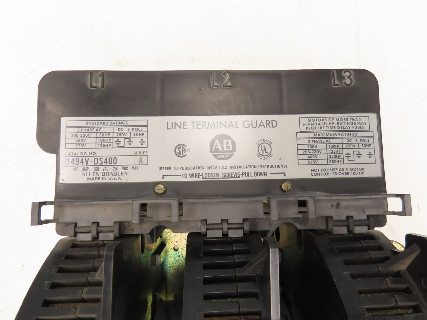 Allen Bradley 1494V-DS400 Safety Disconnect Switch 400A 600V 125HP 3Ph