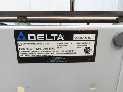 Delta Radial Arm Saw 12" Blade 13" Travel 2 HP 230/460V 3 Ph