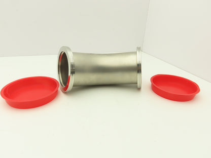 Pfeiffer 2KL-ISO-100-OF ISO-K 45 Radius Elbow Flanges W/Tangents 4" Tube 304 SS