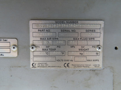 Graco 243895 Thermo-o-flow Hot Melt Drum Unloader 55 Gallon 480V No Pump