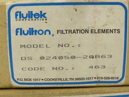 Fluitek DS 024050-20B63 Hydraulic Oil Filter 5"L x 2-1/4"OD x 1-3/8"ID Lot of 5