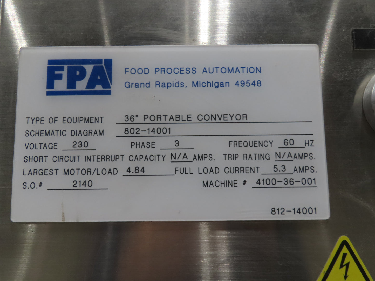 FDA Food Process 11'L Stainless Portable Incline Conveyor 38"Belt 1.5Hp 230V 3PH