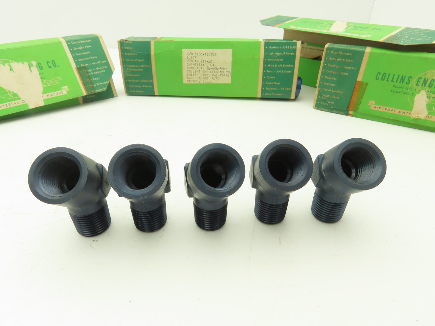 Collins Engineering AN915-4D Elbow 45 Deg Aluminum 1/2"NPT Female/Male Lot of 20