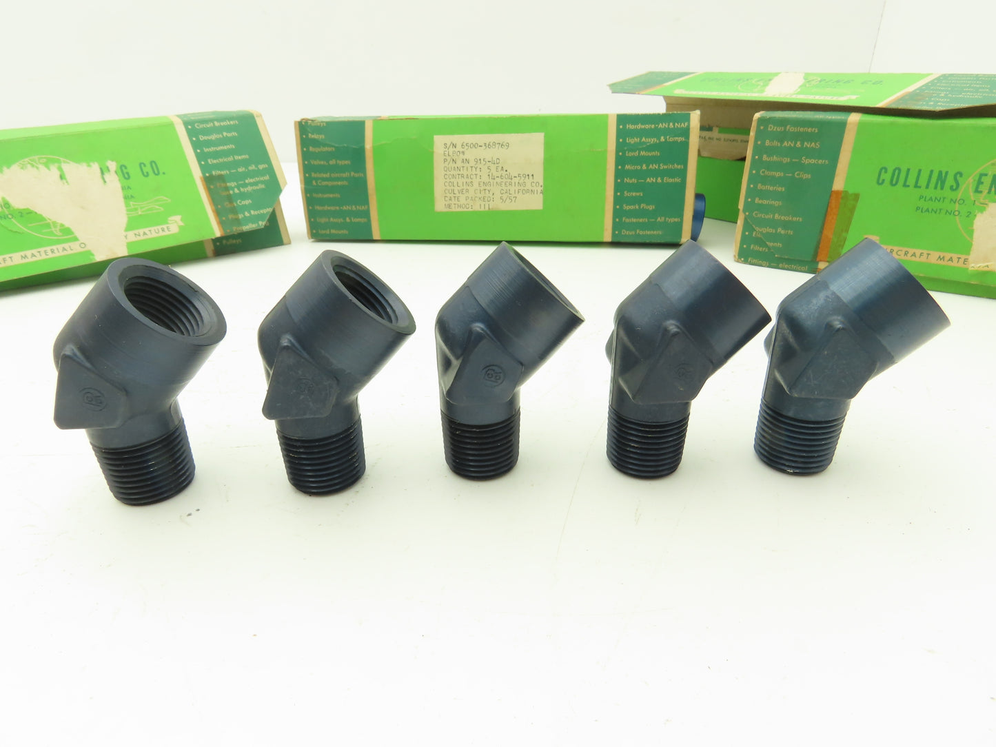 Collins Engineering AN915-4D Elbow 45 Deg Aluminum 1/2"NPT Female/Male Lot of 20