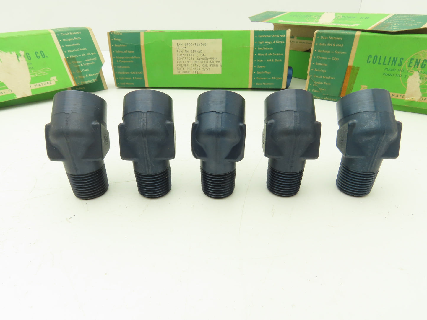 Collins Engineering AN915-4D Elbow 45 Deg Aluminum 1/2"NPT Female/Male Lot of 20