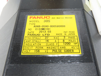 Fanuc A06B-0590-B005 #0008 AC Servo Motor 1200RPM 156V 3Ph