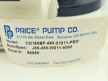 Price Pump CD150BF-450-21211-PEO Centrifugal Pump Head 2"x1.5"NPT 56C Motor Size