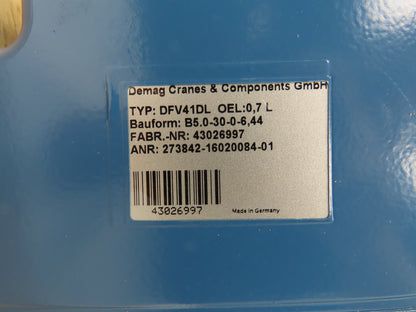 Demag Crane KBS 80 B12F Gear Motor 265/460V 3PH DFV41DL OEL:0.7L/ B5.0-30-0-6.44