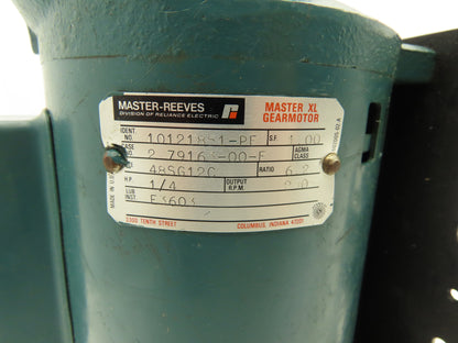 Master-Reeves AC Gearmotor 6.2:1 Reducer 1/4 Hp 280 RPM 115/230V 1 Ph Parallel
