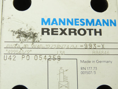 Mannesmann Rexroth 4WRA 10 W40-12/24NZ4/M-993-X Directional Solenoid Valve 24VDC