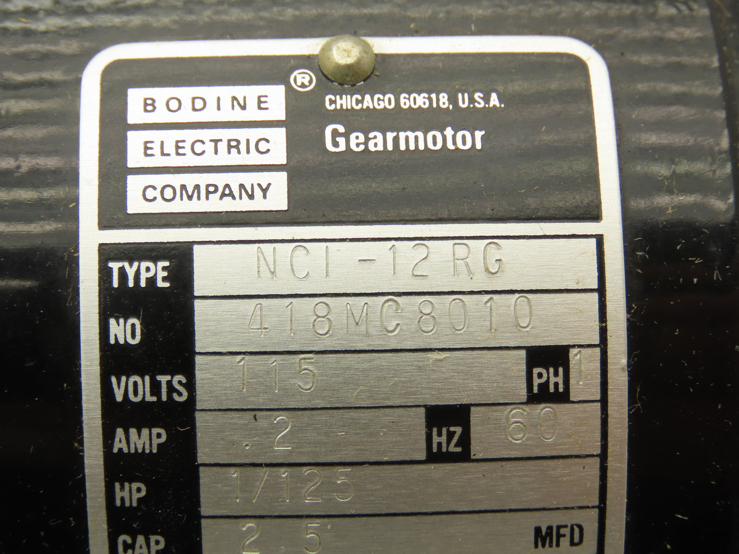 Bodine Electric NCI-12RG AC Gearmotor 115V 1080:1 60Hz 1/2" Shaft RH Output