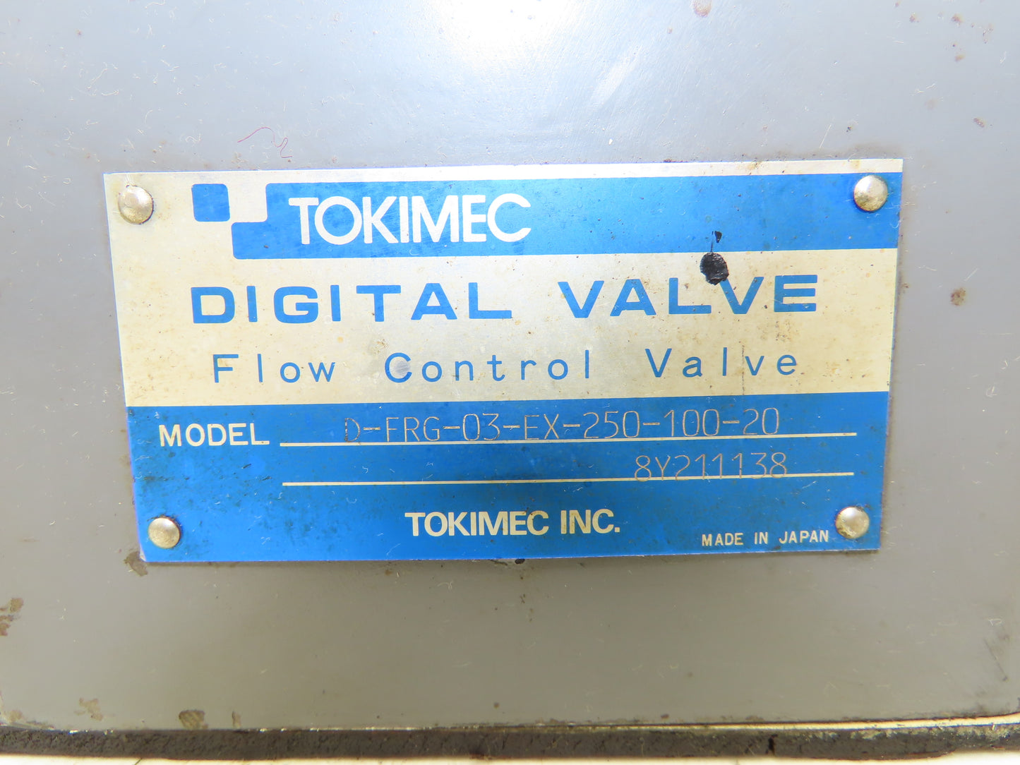 Tokimec D-FRG-03-EX-250-100-20 Digital Directional Flow Control Valve