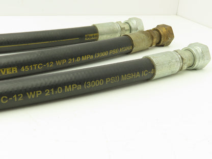 Parker 451TC-12 3/4"x 24" Hydraulic Hose 3000psi SAE-12 O-Ring Swivel  Lot of 3