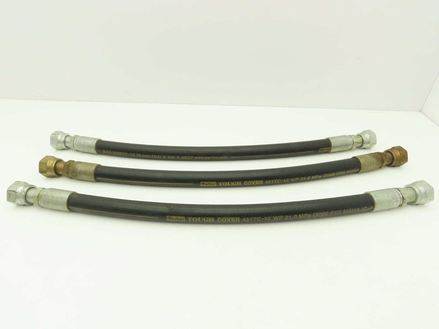 Parker 451TC-12 3/4"x 24" Hydraulic Hose 3000psi SAE-12 O-Ring Swivel  Lot of 3