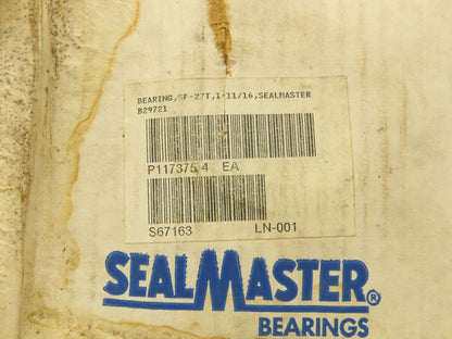 SealMaster  SF-27T Flange Mount Ball Bearing 1-11/16" Bore 4 Bolt Set Screw Lock